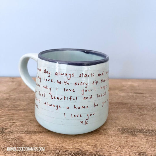 Bumblebee Ceramics by Amy Wright Love letter custom mug