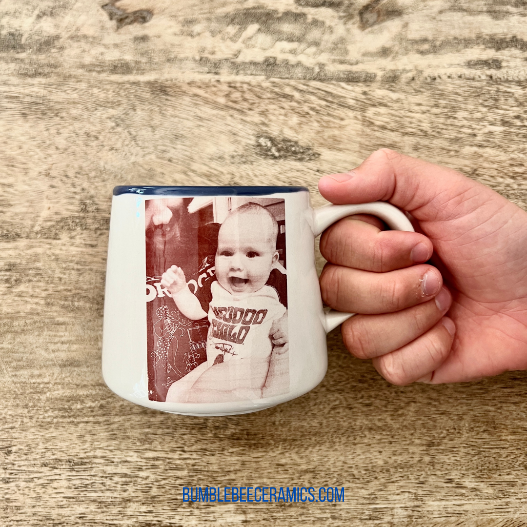 photo to mug, amy wright bumblebee ceramics