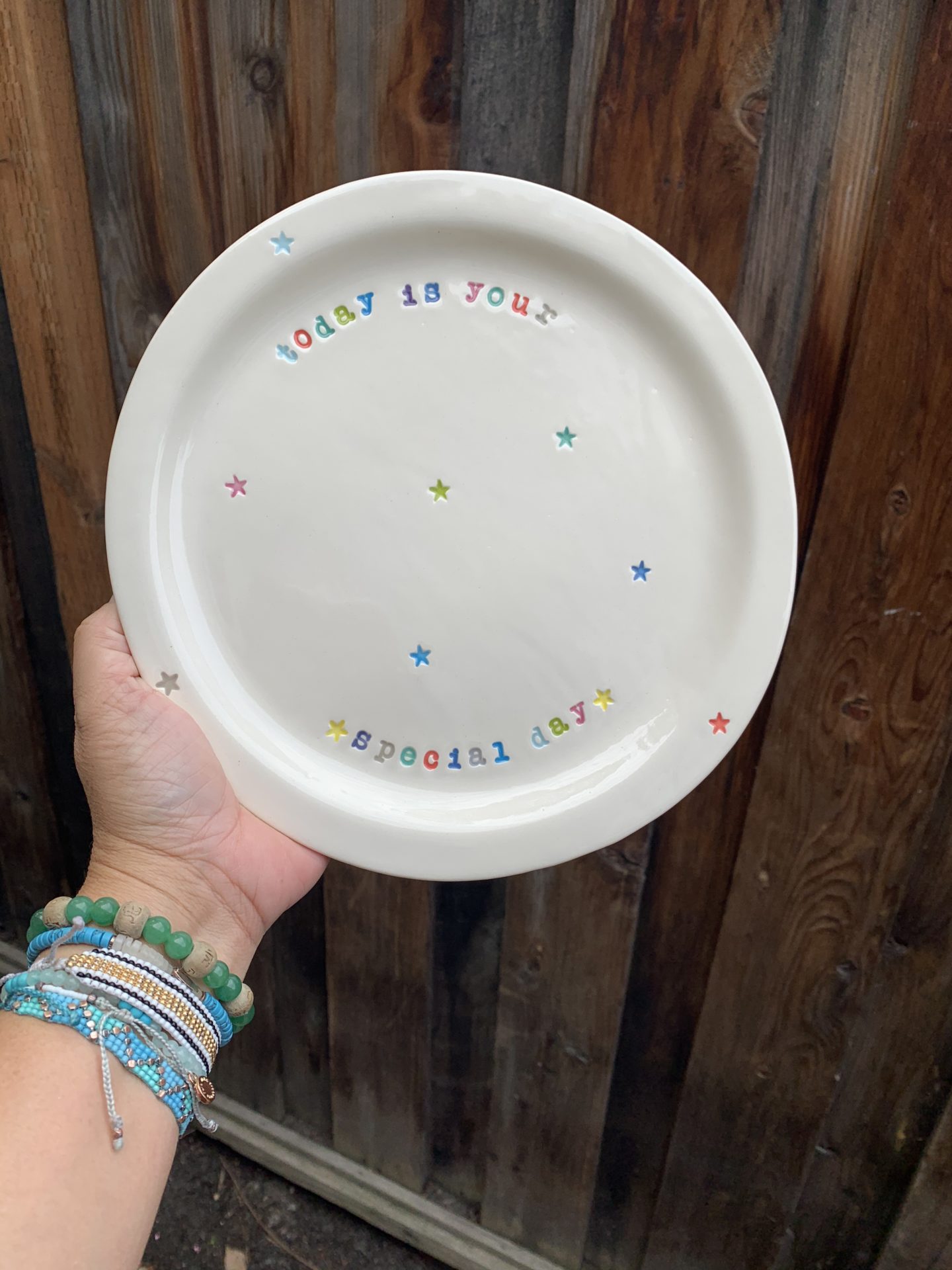 9.25" today is your special day family celebration plate by Amy Wright.