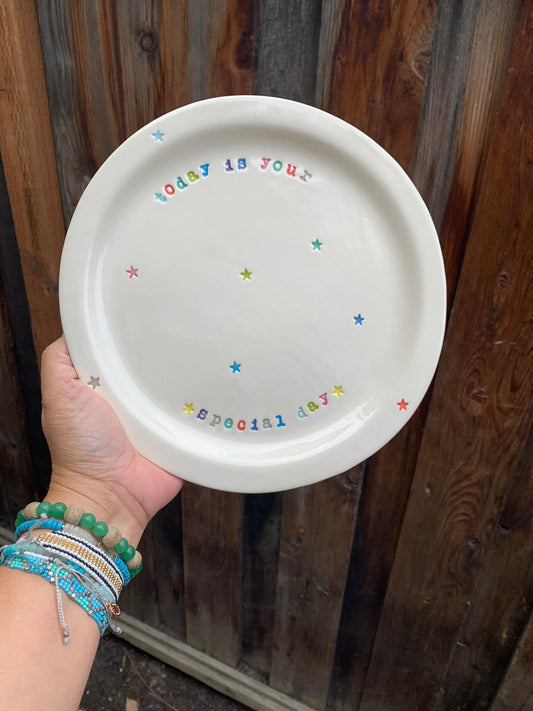 9.25" today is your special day family celebration plate by Amy Wright.