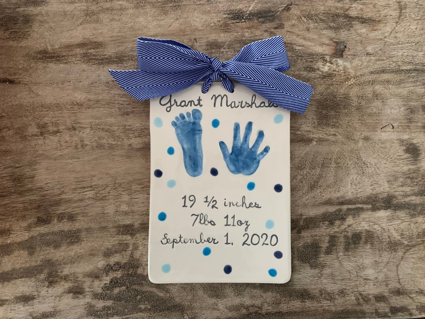 Double Ceramic Birth Plaque