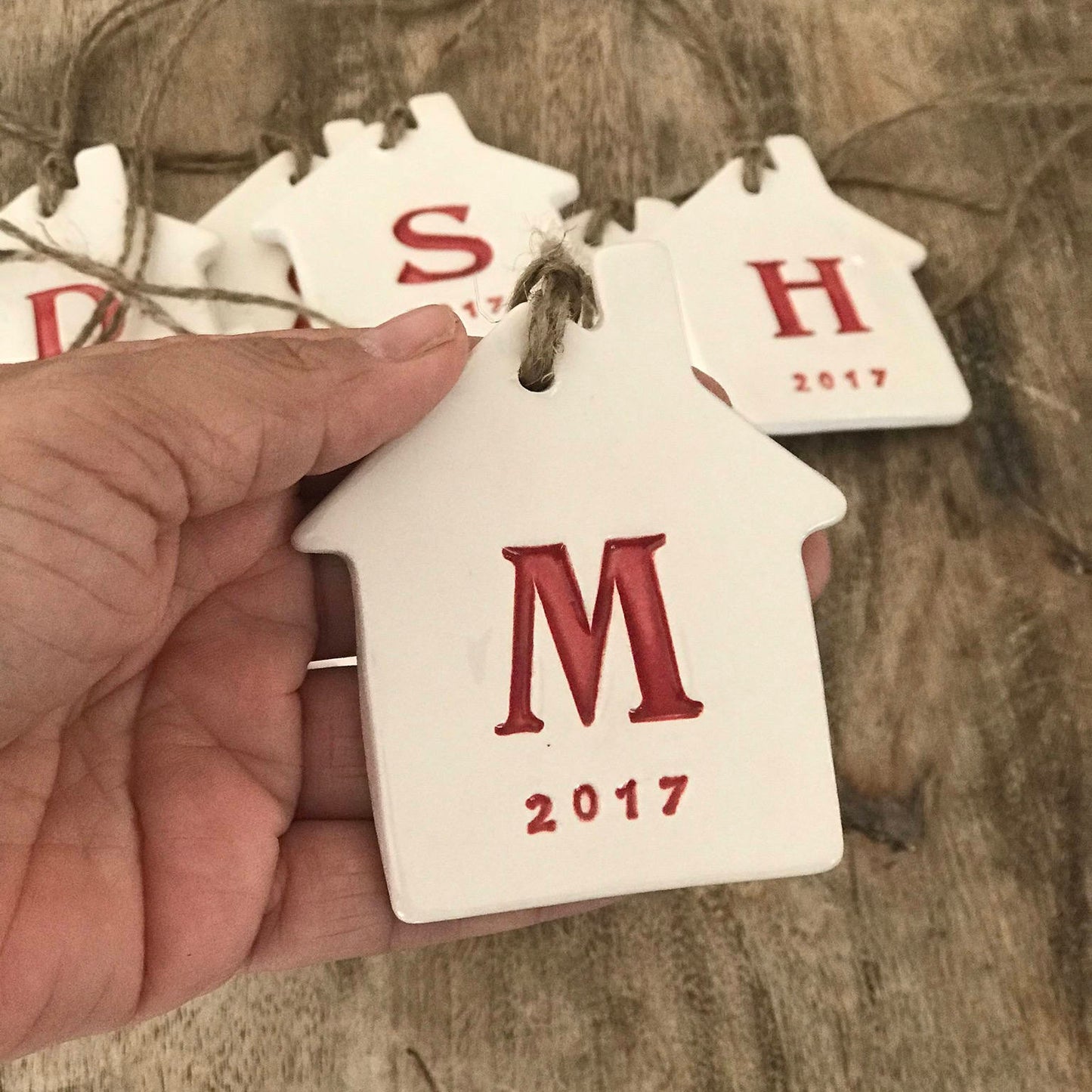 House Ceramic Ornament, Wine Bottle Tag, Housewarming Gift, Realtor Client Gift