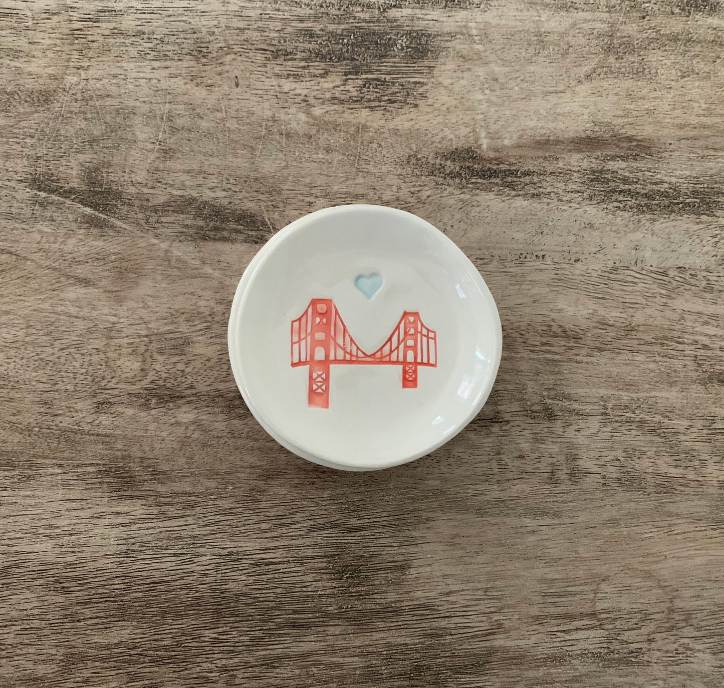 I Left my heart in San Francisco, Golden Gate Bridge Dish, Trinket Dish, ring holder, jewelry dish, Bridesmaid Gift