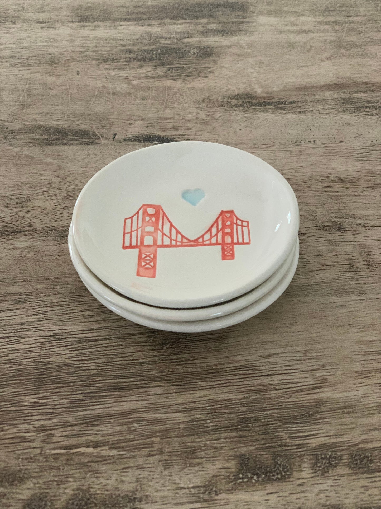 I Left my heart in San Francisco, Golden Gate Bridge Dish, Trinket Dish, ring holder, jewelry dish, Bridesmaid Gift