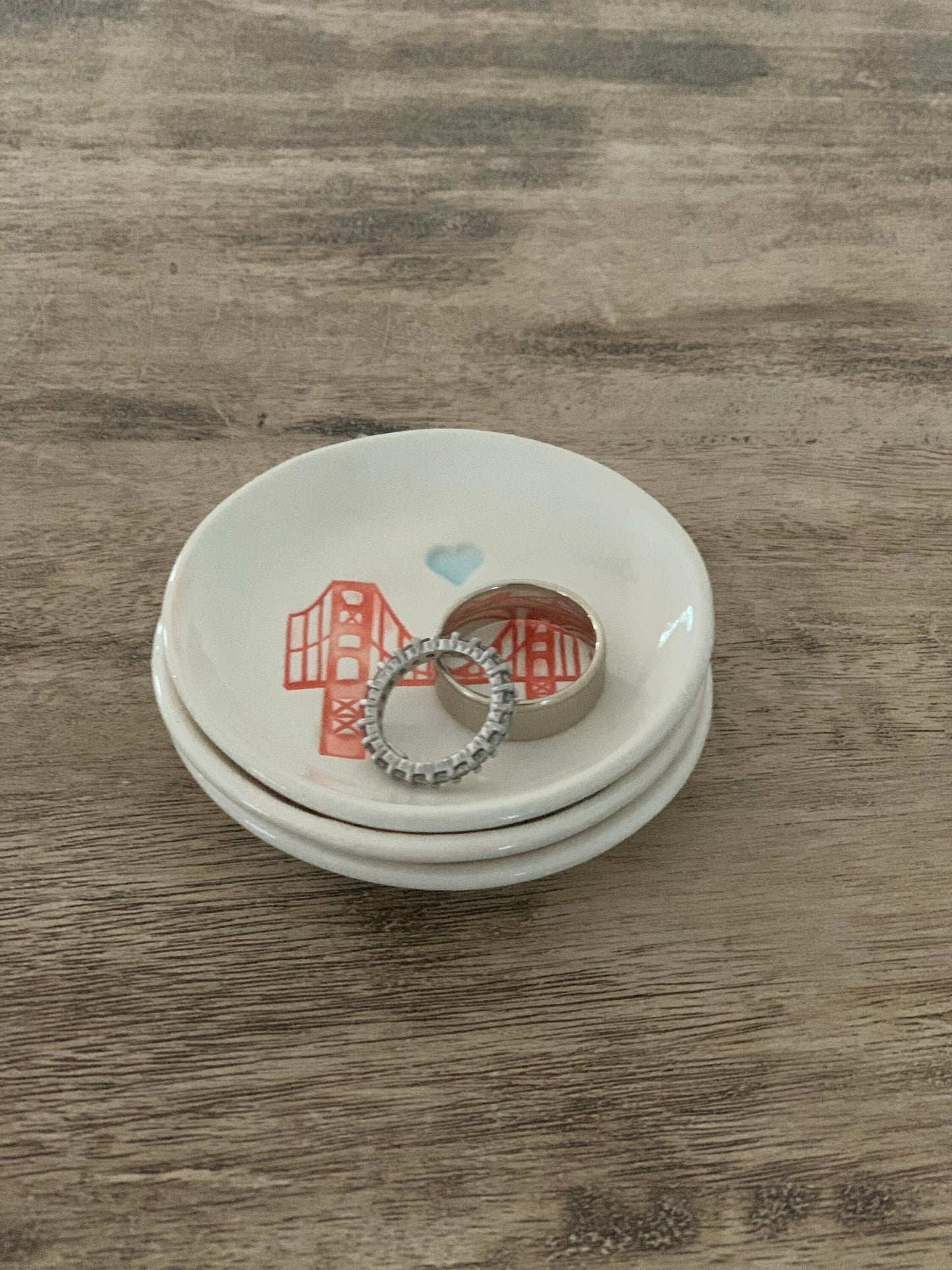 I Left my heart in San Francisco, Golden Gate Bridge Dish, Trinket Dish, ring holder, jewelry dish, Bridesmaid Gift