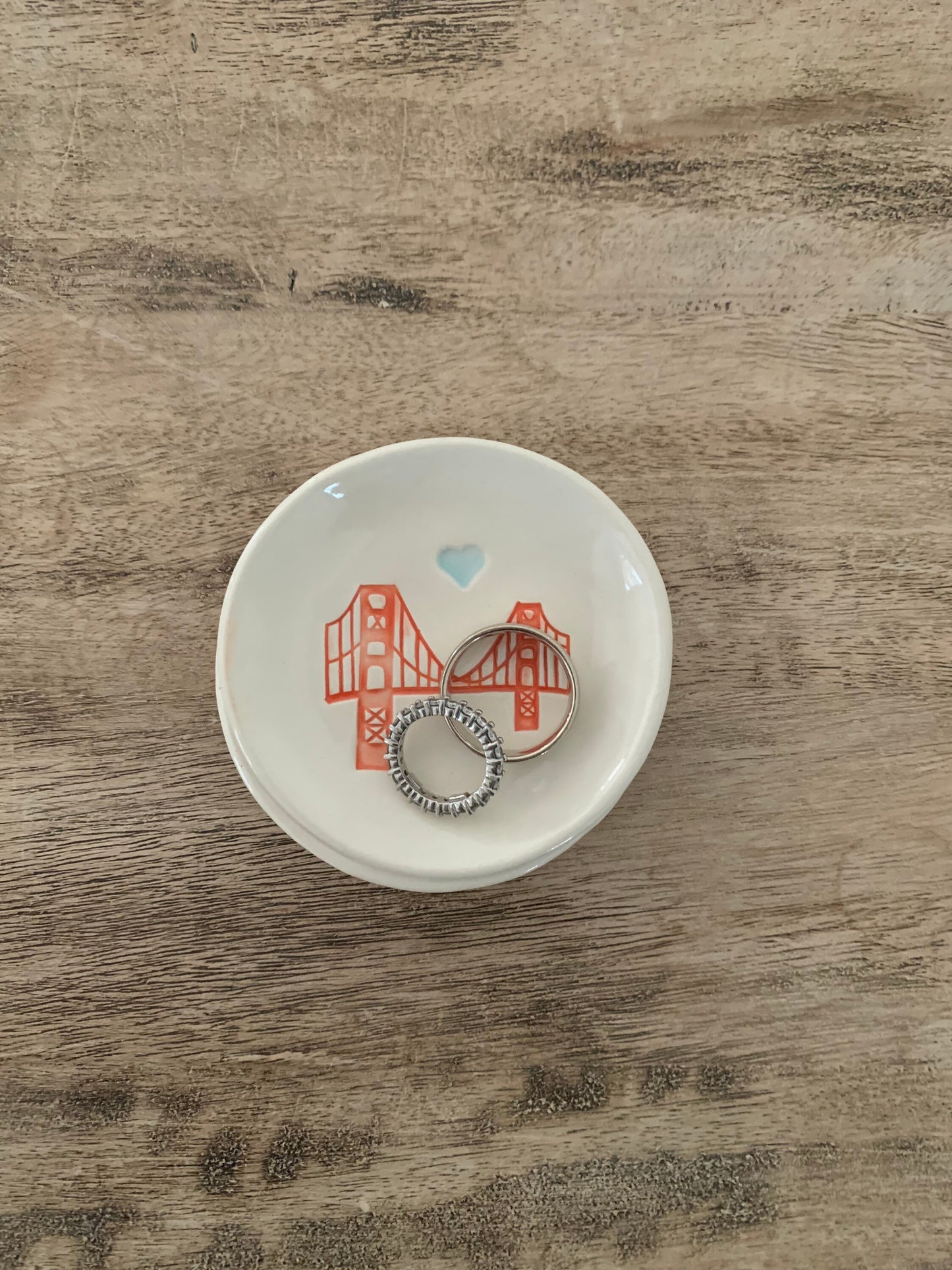 I Left my heart in San Francisco, Golden Gate Bridge Dish, Trinket Dish, ring holder, jewelry dish, Bridesmaid Gift