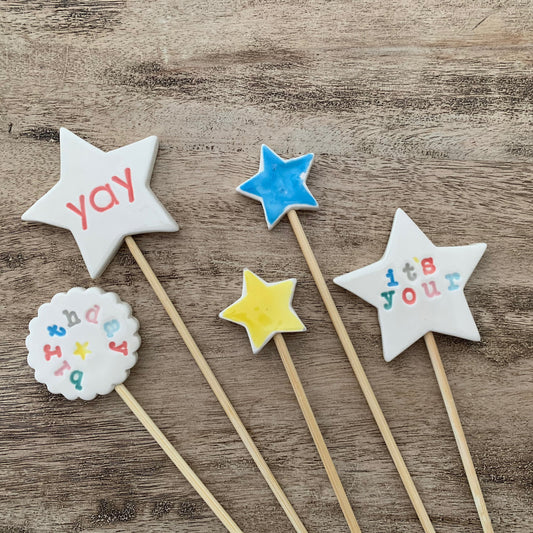 Birthday Cake Toppers, Ceramic Cake Toppers, Celebration Decorations, Cake Decorations