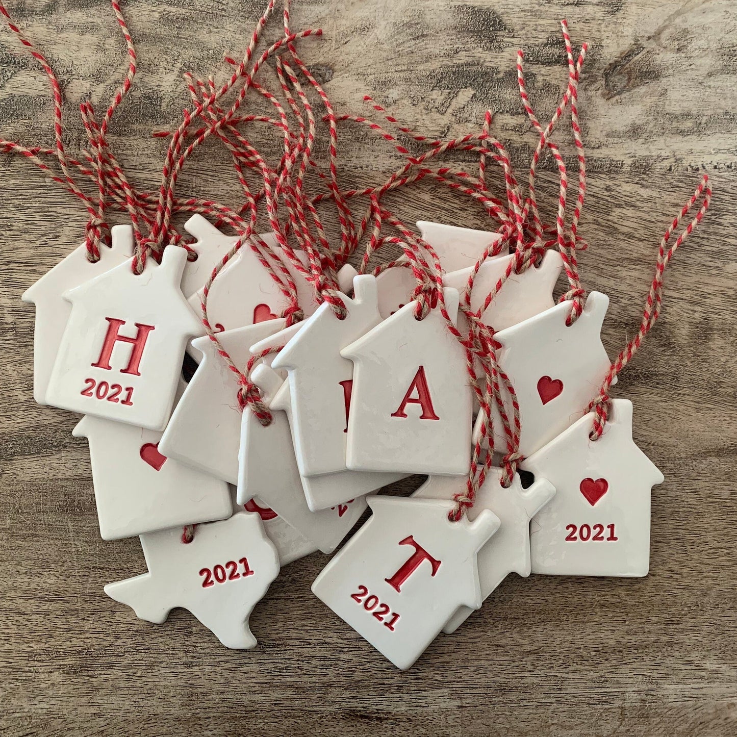 House Ceramic Ornament, Wine Bottle Tag, Housewarming Gift, Realtor Client Gift