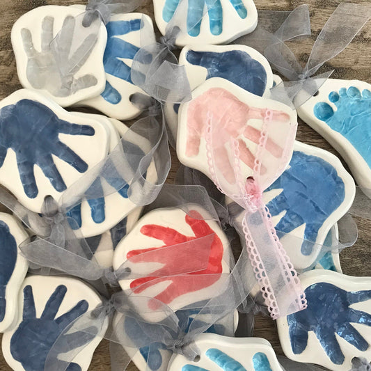 Ceramic Baby Ornament, Handprint Ornament, Baby Print, Ceramic Handprint
