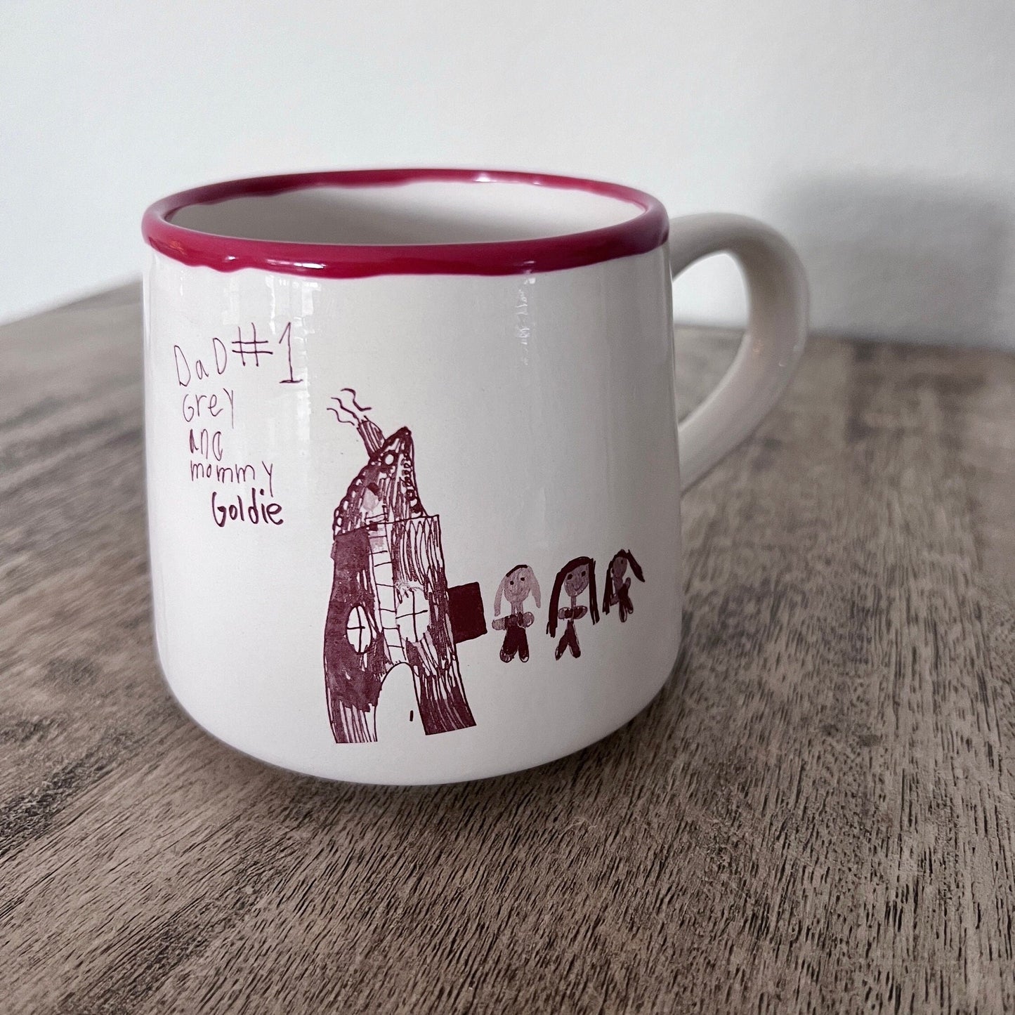 Custom Love Letter Mug, Kids Art Ceramic Mug, Personalized Kids Writing on Mug