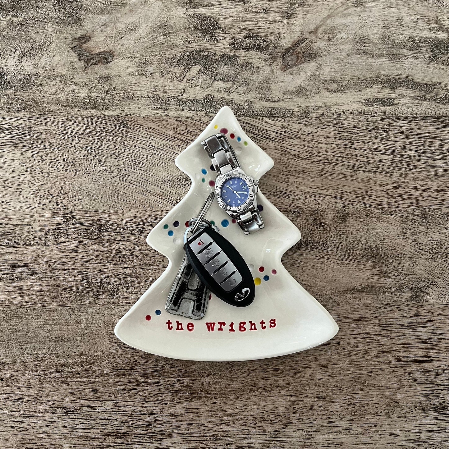 Personalized Christmas Tree Catchall, Candy Dish, Custom Holiday Dish