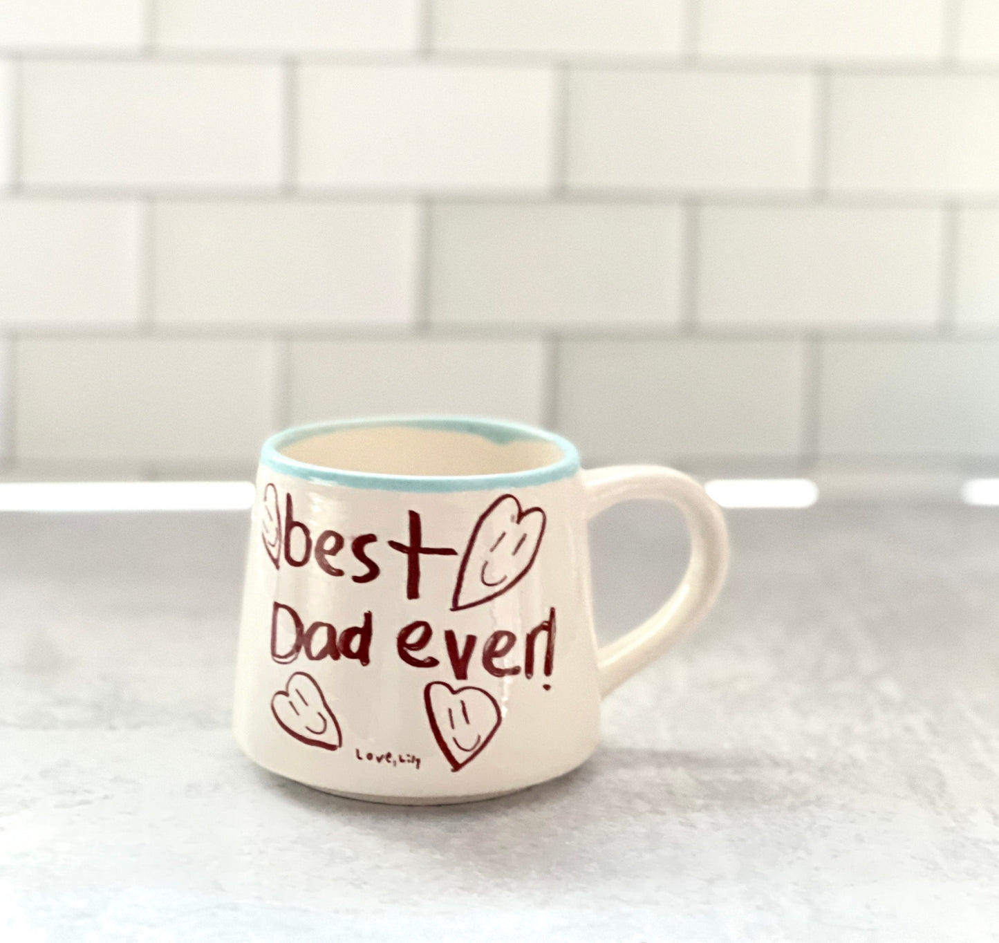 Custom Love Letter Mug, Kids Art Ceramic Mug, Personalized Kids Writing on Mug