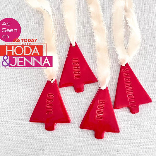 Handmade Custom Holiday Ceramic Tree Place Setting, Ornament