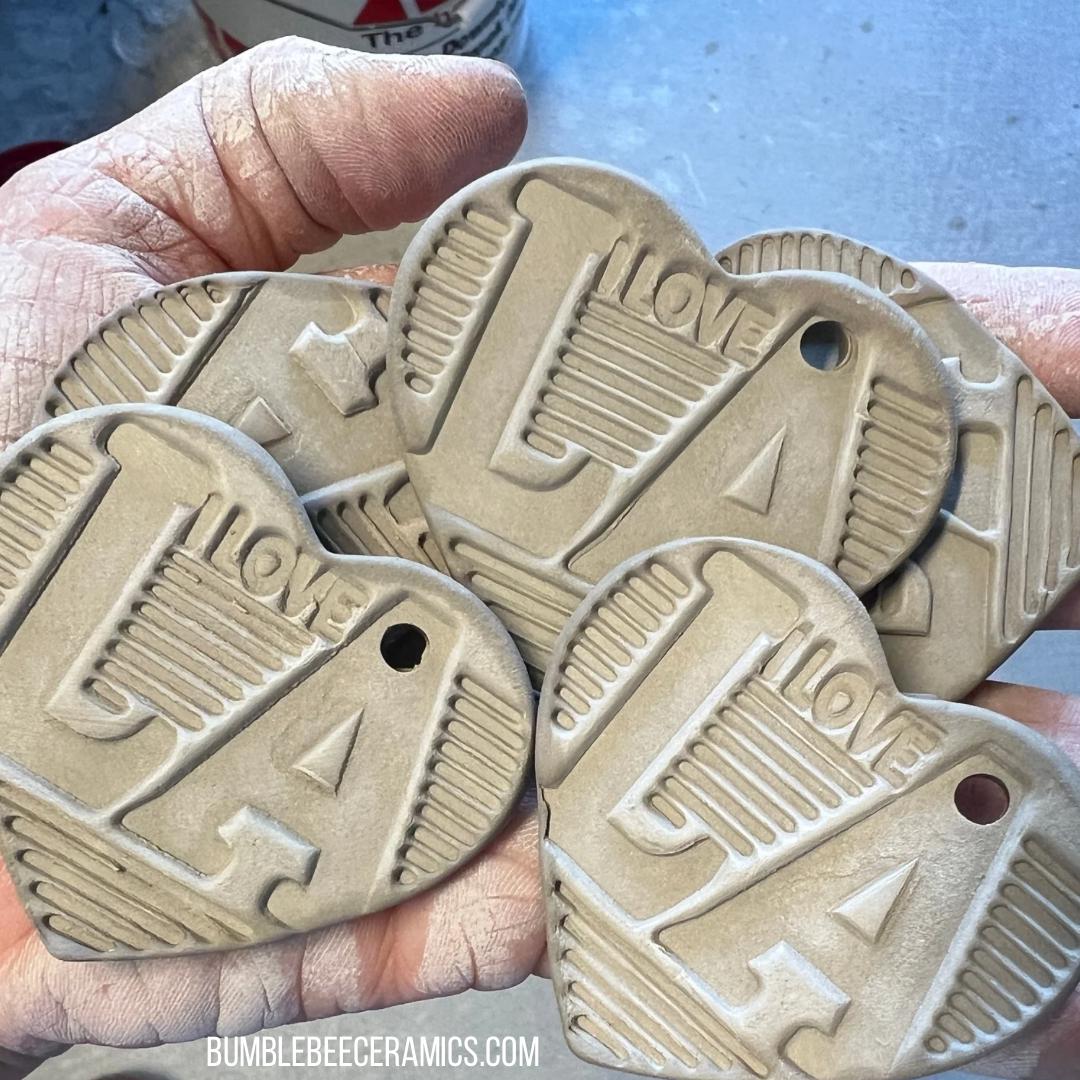 I Love LA Ceramic Tag – Supporting LA Fire Victims Charity, Heart Shaped Ceramic Ornament