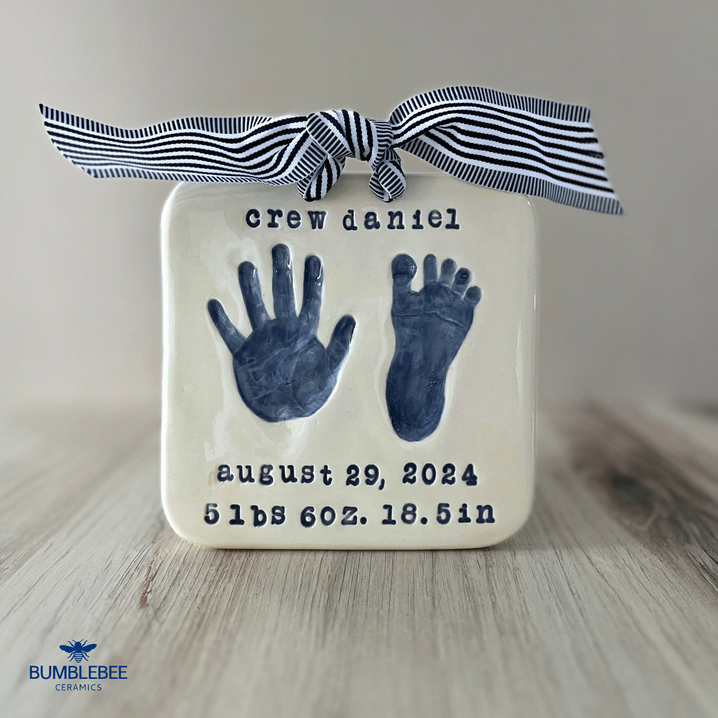 Double Ceramic Birth Plaque Keepsake