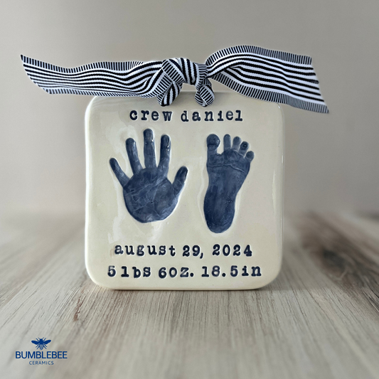 Double Ceramic Birth Plaque Keepsake