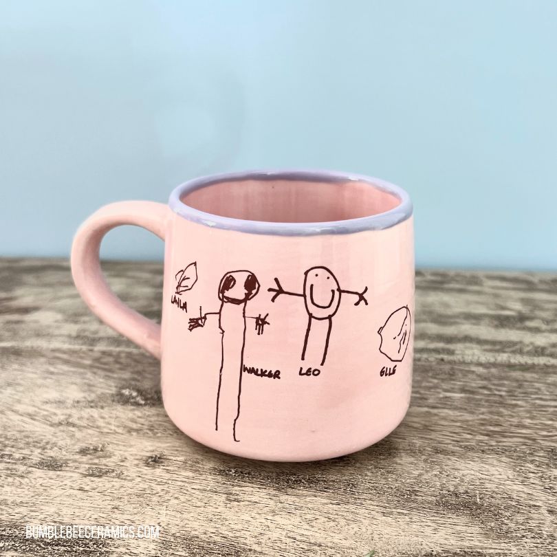 Custom kids art to ceramic by Amy Wright
