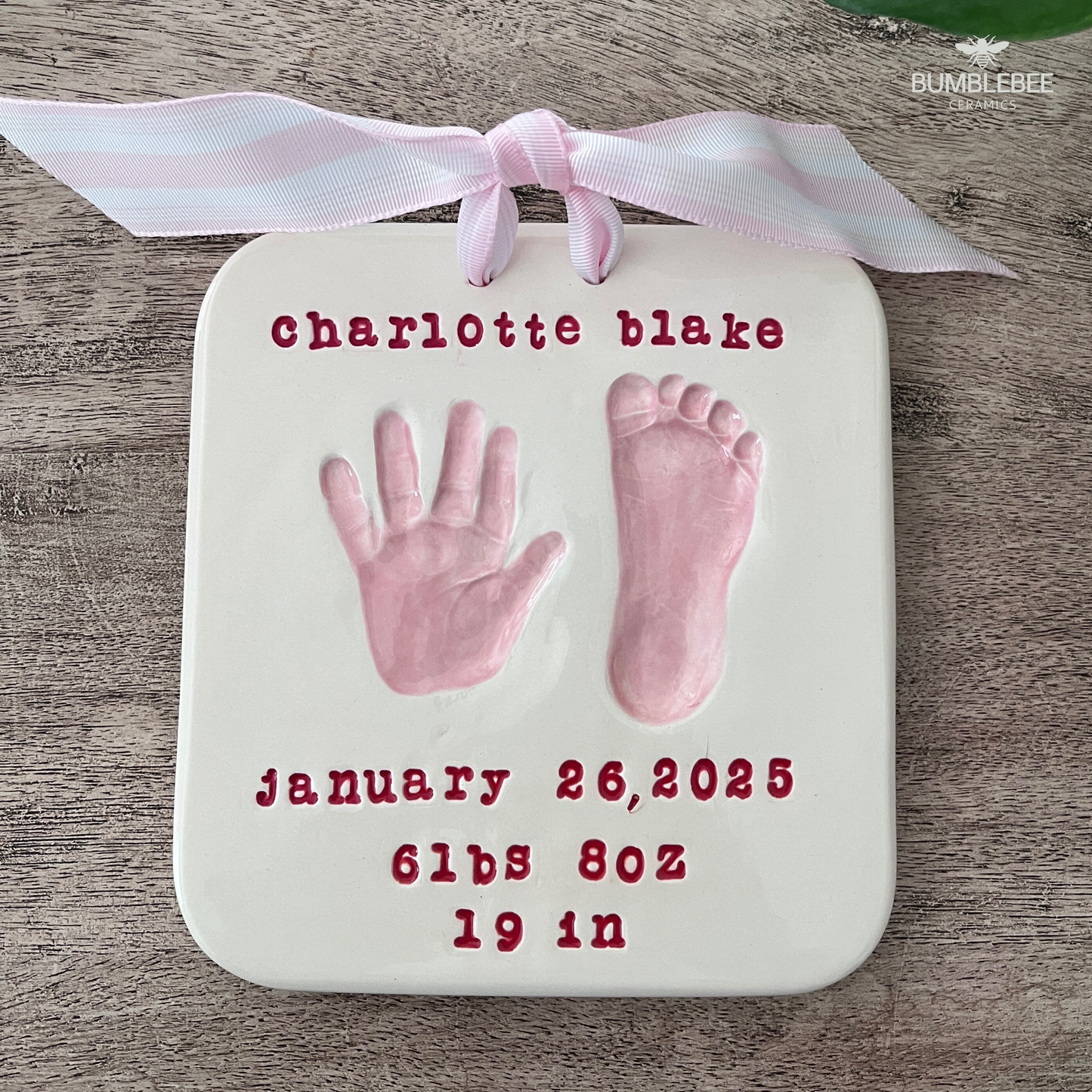 Double Ceramic Birth Plaque Keepsake