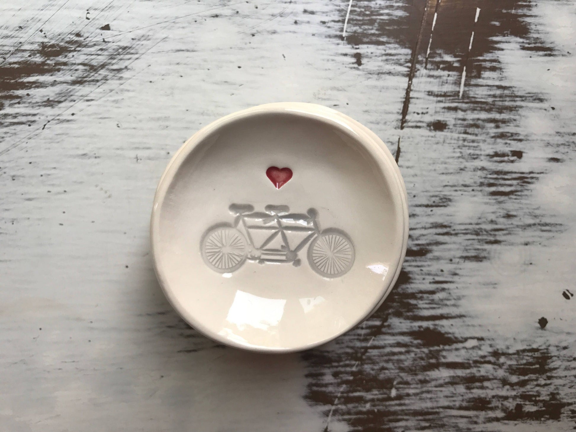 I Love Us- Bike with Heart Trinket Dish /ring holder/jewelry dish