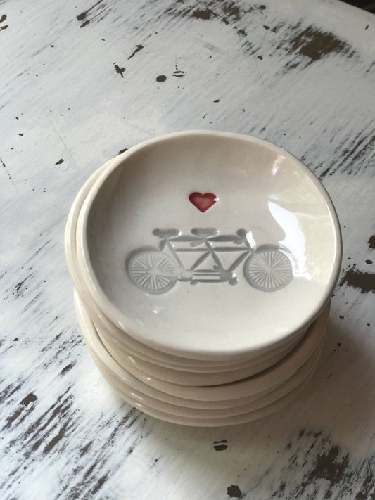 I Love Us- Bike with Heart Trinket Dish /ring holder/jewelry dish