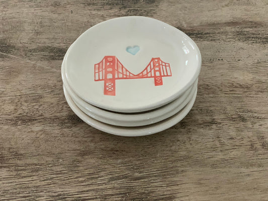 I Left my heart in San Francisco, Golden Gate Bridge Dish, Trinket Dish, ring holder, jewelry dish, Bridesmaid Gift