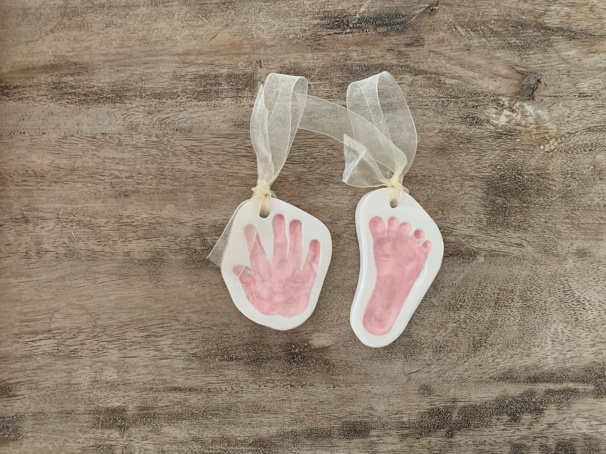 Ceramic Baby Ornament, Handprint Ornament, Baby Print, Ceramic Handprint