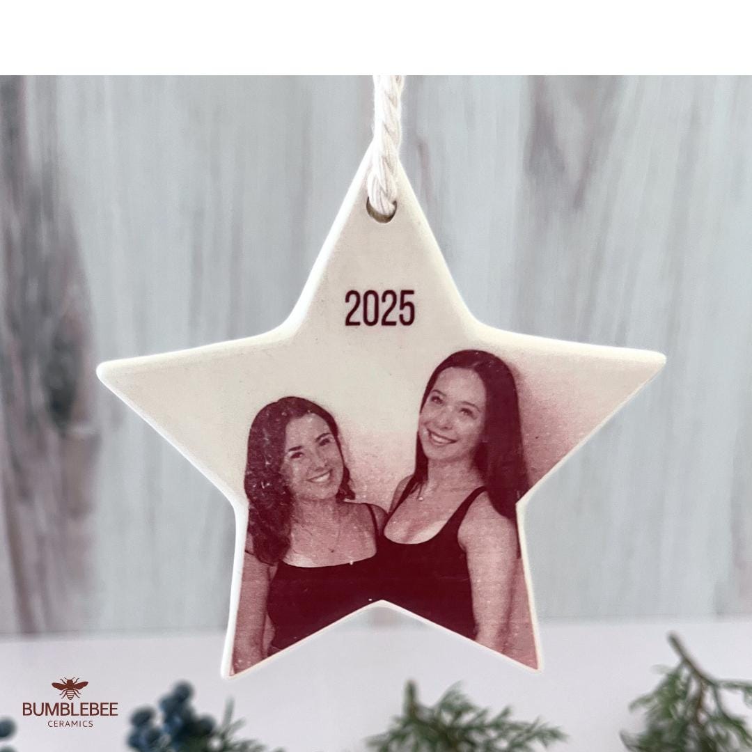 Personalized Photo Ceramic Star Ornament, Ceramic Tag