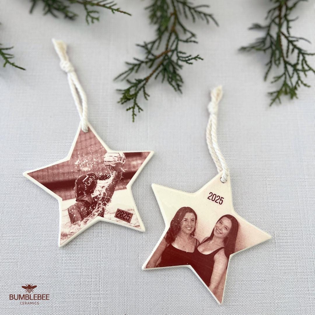 Personalized Photo Ceramic Star Ornament, Ceramic Tag