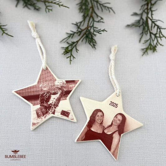Personalized Photo Ceramic Star Ornament, Ceramic Tag